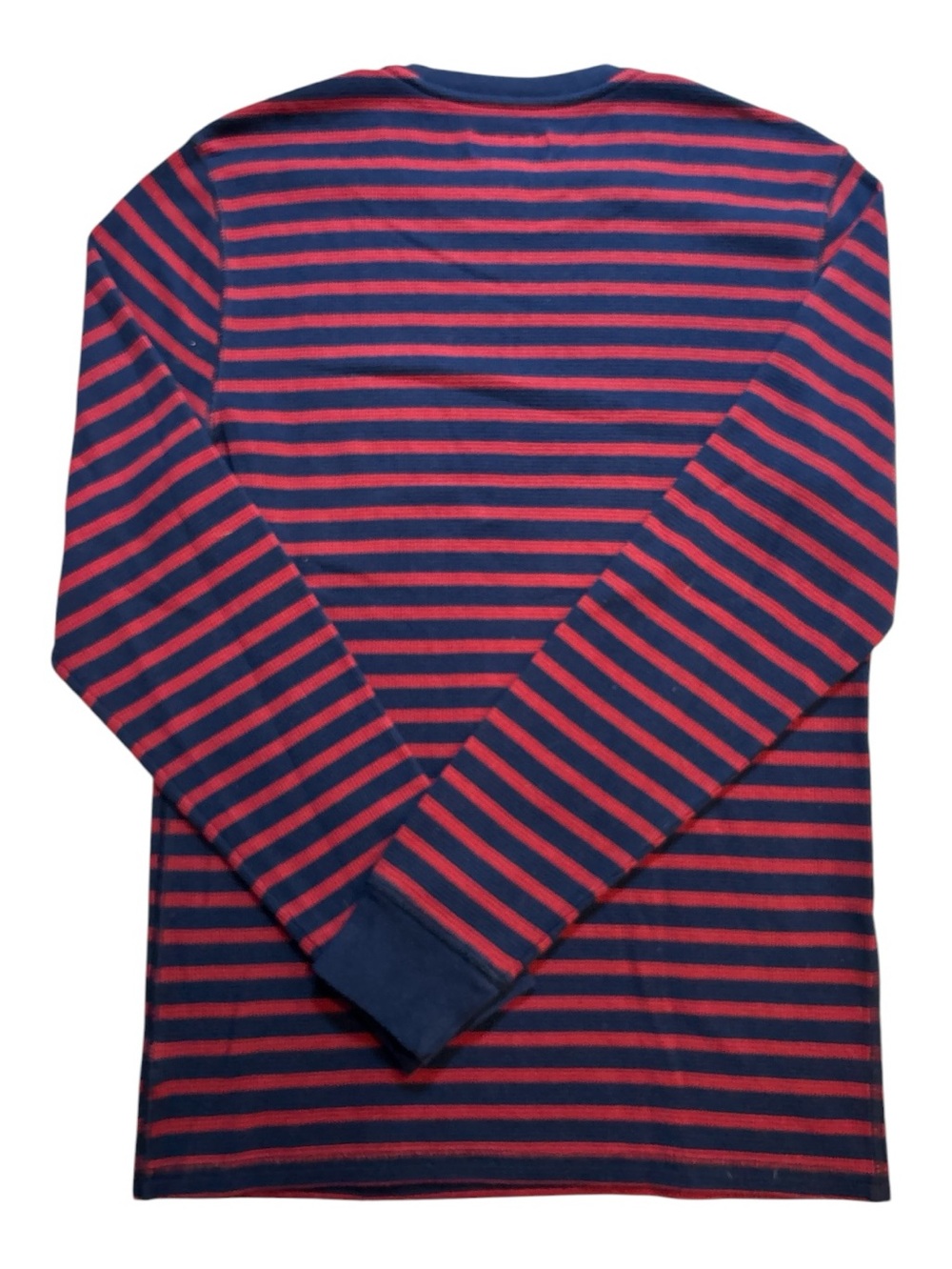 Men’s Polo by Ralph Lauren Navy and Red Striped Long Sleeve Sleep Shirt - Picture 2 of 3